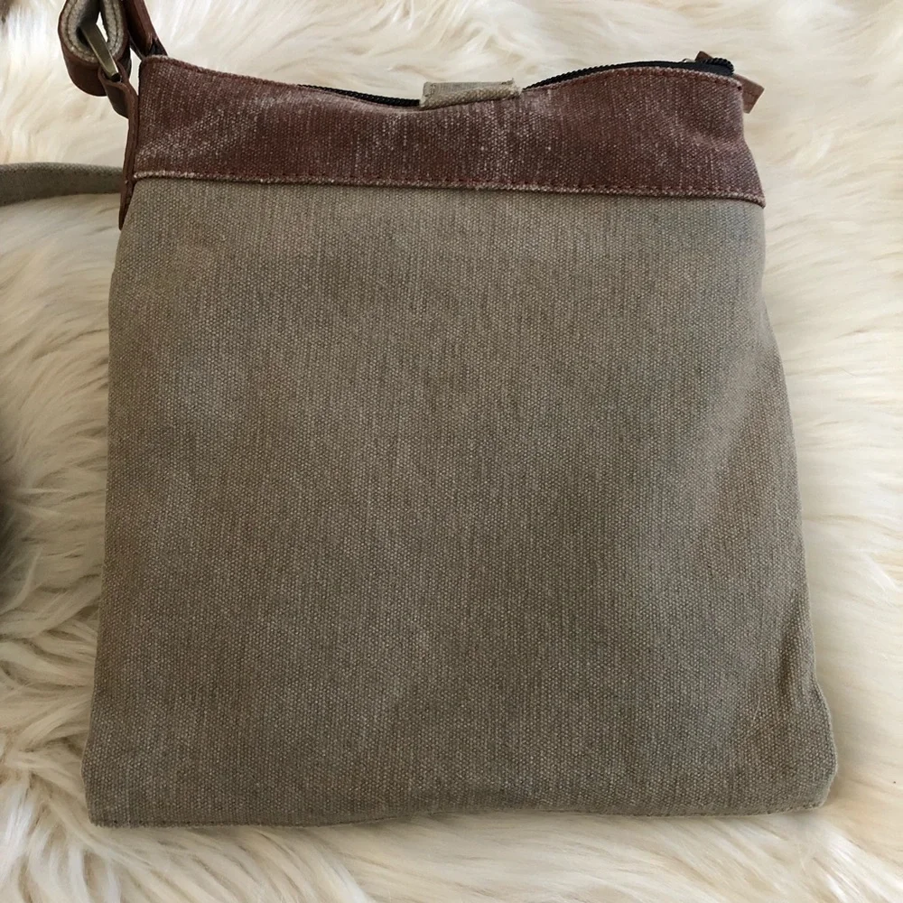 Mona B canvas and vegan leather crossbody purse with built in wallet - Picture 2 of 12